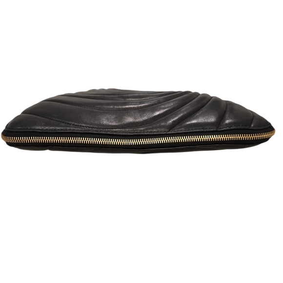 Henri Bendel No7 Expandable Black Quilted Lambskin Leather Chain Tote Bag - Picture 7 of 15